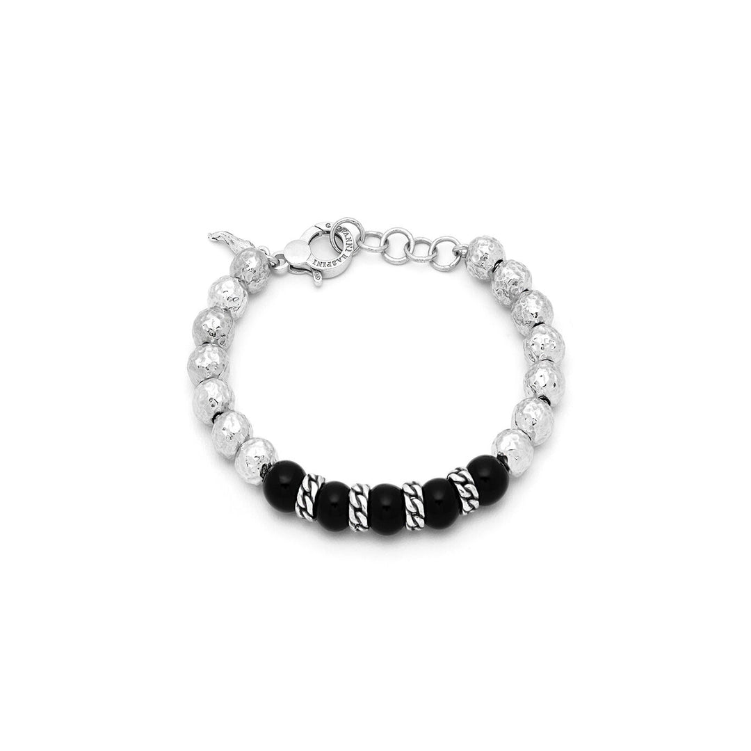 Giovanni Raspini Bracelet With Onyx Spheres And Large Braid 11854