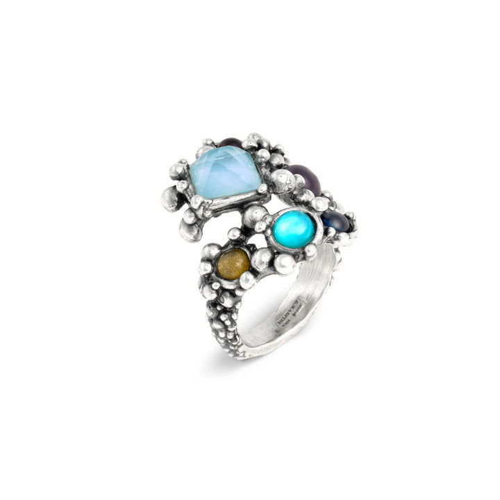 Giovanni Raspini anello cocktail Anello in Argento 925, madreperla, ametista e siamiti 12530