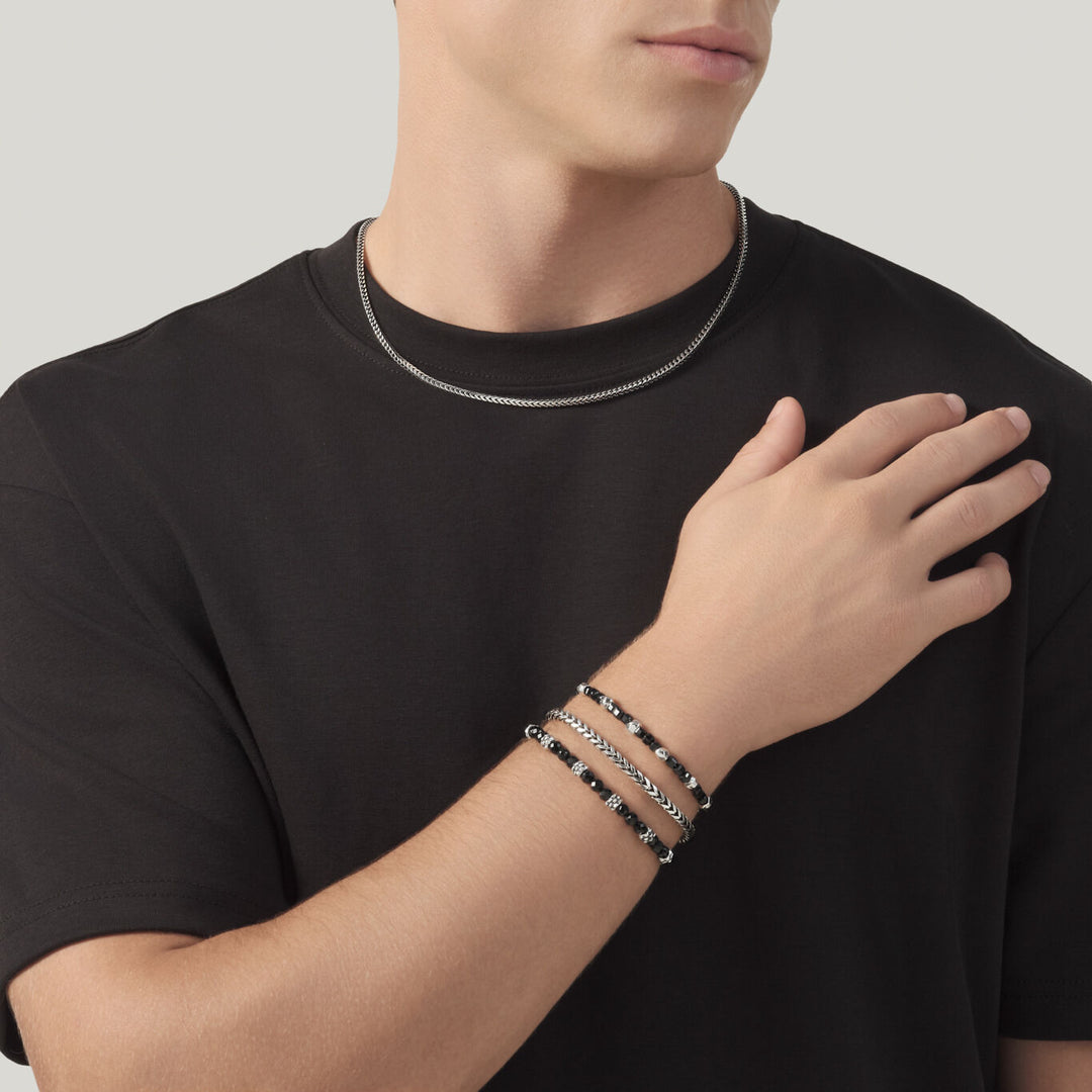 Giovanni Raspini bracciale spinello nero borchie Bracciale in Argento 925 e spinello nero 12577