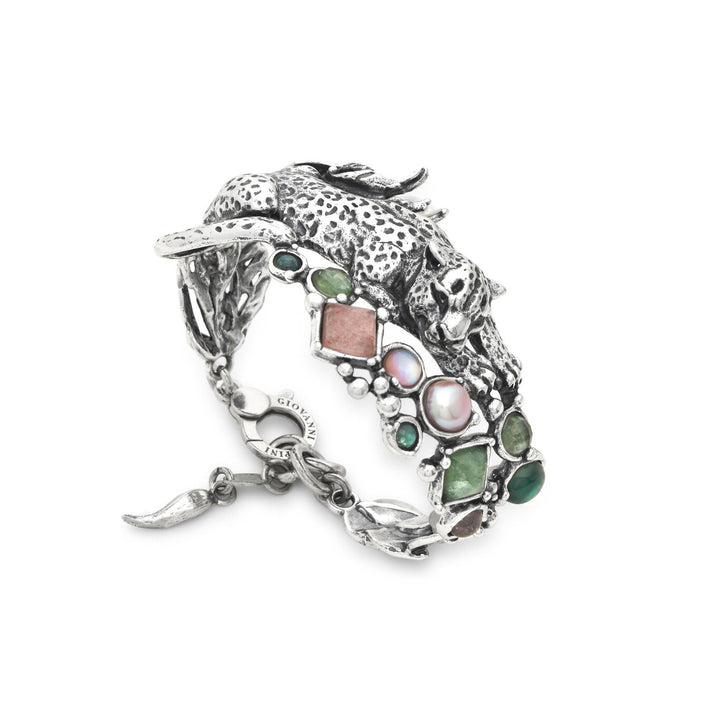 Bracelet jungle léopard Giovanni Raspini Bracelet en argent 925, quartz naturel, nacre et perles 12629