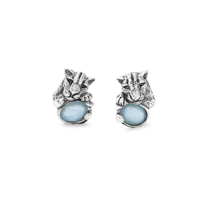 Giovanni Raspini Orecchini Blue Jaguar - Orecchini in Argento 925, madreperla e quarzo - 12682