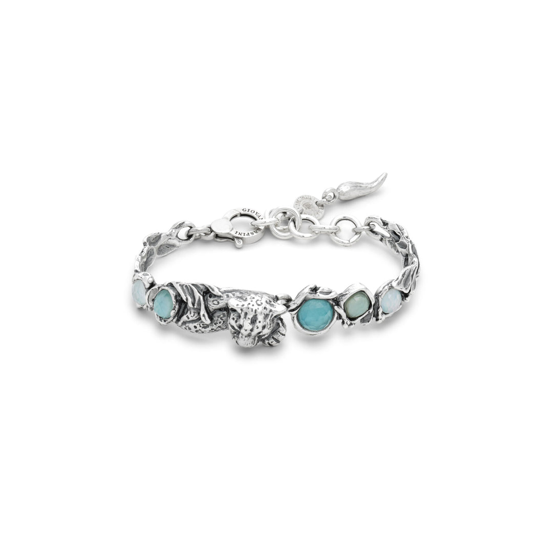 Giovanni Raspini Bracciale Blue Jaguar - Bracciale in argento 925, madreperla, cristallo di rocca e quarzo - 12684