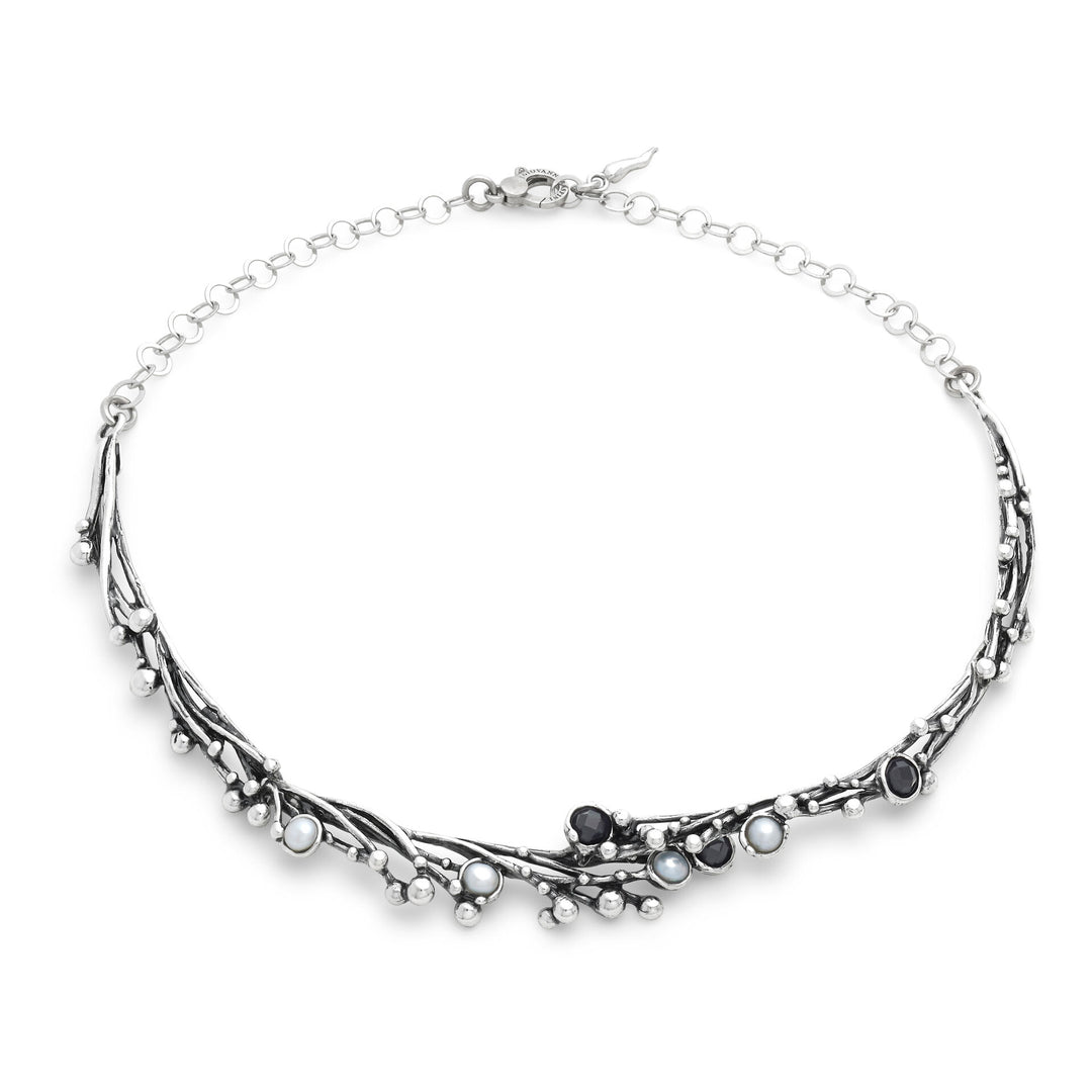 Giovanni Raspini Collana Aura - Collana in Argento 925, perle naturali e onice - 12685