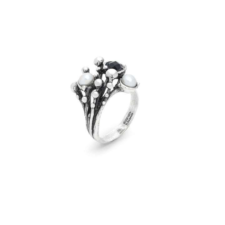 Bague Giovanni Raspini Aura - Bague en argent 925, perles naturelles et onyx - 12689
