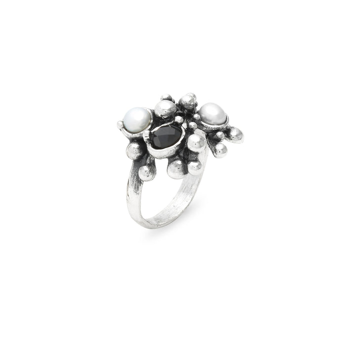 Bague Giovanni Raspini Aura - Bague en argent 925, perles naturelles et onyx - 12689