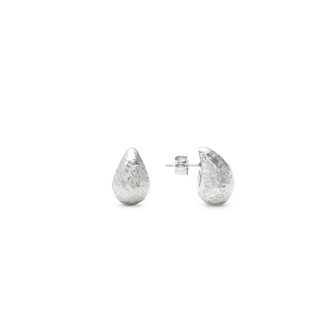 Giovanni Raspini Small Hammered Drop Earrings - 925 Silver Earrings - 12707