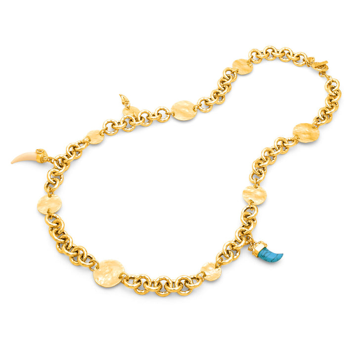 Giovanni Raspini Long Necklace Dakota gilded bronze N0009