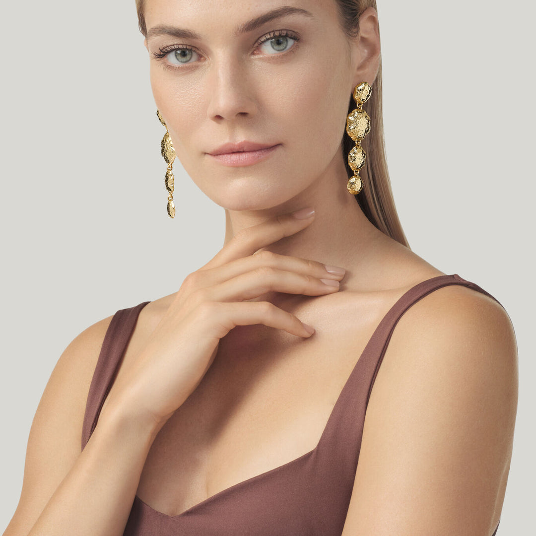 Giovanni Raspini Wasserfall Ohrringe Sand vergoldete Bronze N0014