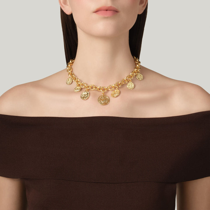 Giovanni Raspini pueblo coin necklace 18 kt gold plated necklace N0068