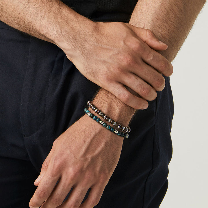 Giovanni Raspini tango set Bracelets in 925 Silver, green jasper and bull&