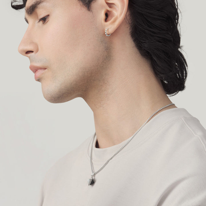 Giovanni Raspini stud set Necklace in 925 Silver and black resin. 925 Silver Earrings X01602