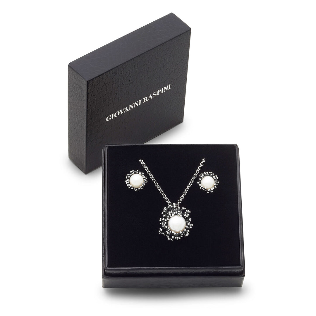 Giovanni Raspini Anemonen-Set Halskette und Ohrringe aus 925er Silber und Naturperlen X01620