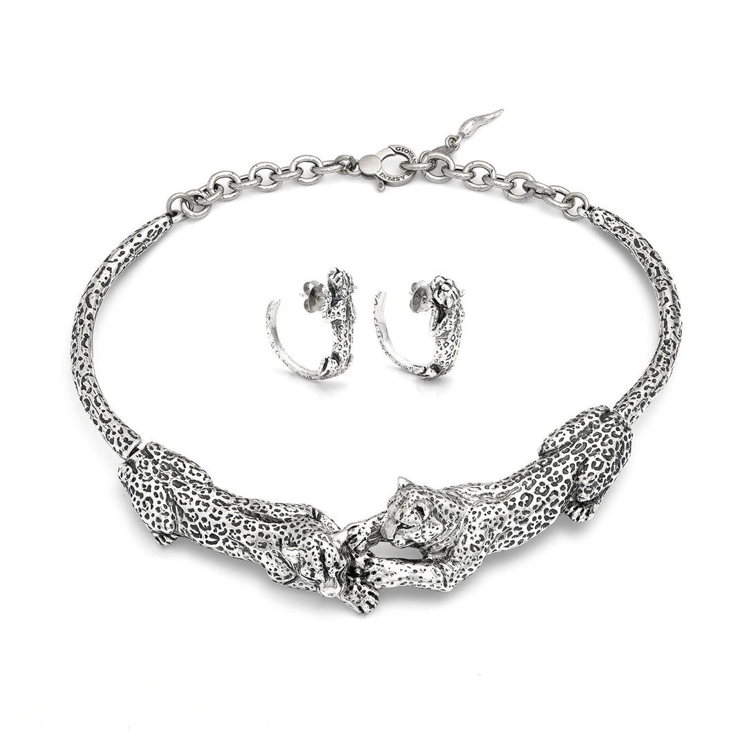 Giovanni Raspini set leopardi Collana e orecchini in Argento 925 X01621
