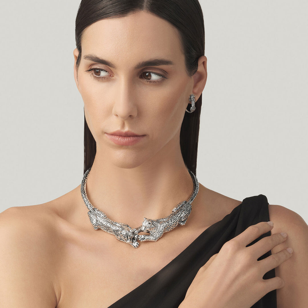 Giovanni Raspini set leopardi Collana e orecchini in Argento 925 X01621