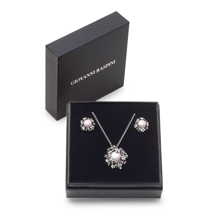 Giovanni Raspini Set Blüte Halskette und Ohrringe aus 925er Silber und Naturperlen X01622
