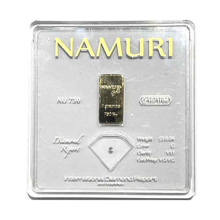 Namuri lingotto 1 grammo oro 18kt diamante 0,04ct G VS1 NDJ/G04GVS