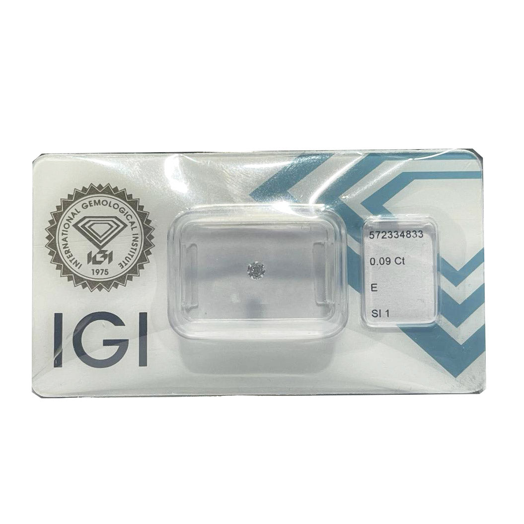 IGI diamant blister certificat brillant coupe 0,09ct couleur E pureté SI 1