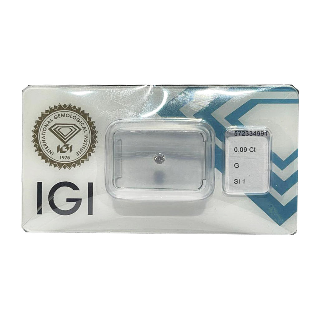 IGI diamant blister certifié brillant coupe 0,09ct couleur G pureté SI 2