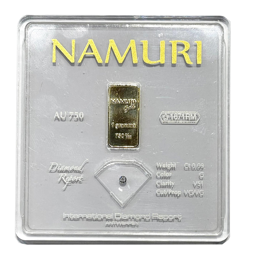 Namuri lingot 1 gramme or 18kt diamant 0.09ct G VS1 NDJ/G09GVS