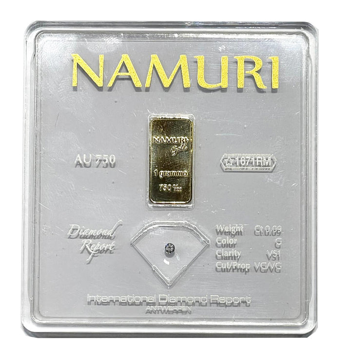 Namuri lingot 1 gramme or 18kt diamant 0.09ct G VS1 NDJ/G09GVS