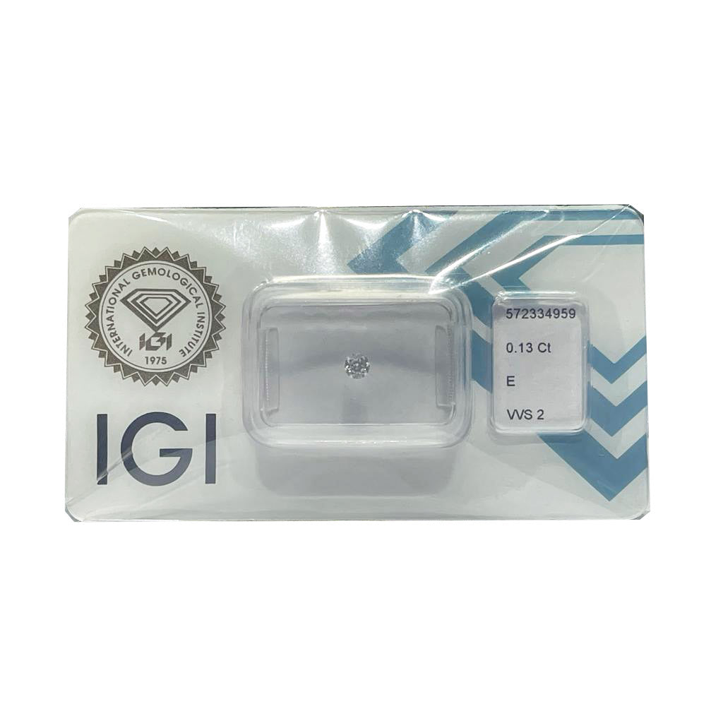 IGI diamant blister certifié brillant taille 0,13ct couleur E pureté VVS 1