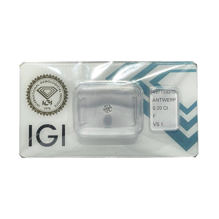 IGI diamant blister certifié brillant coupe 0,20ct couleur F pureté VS 1