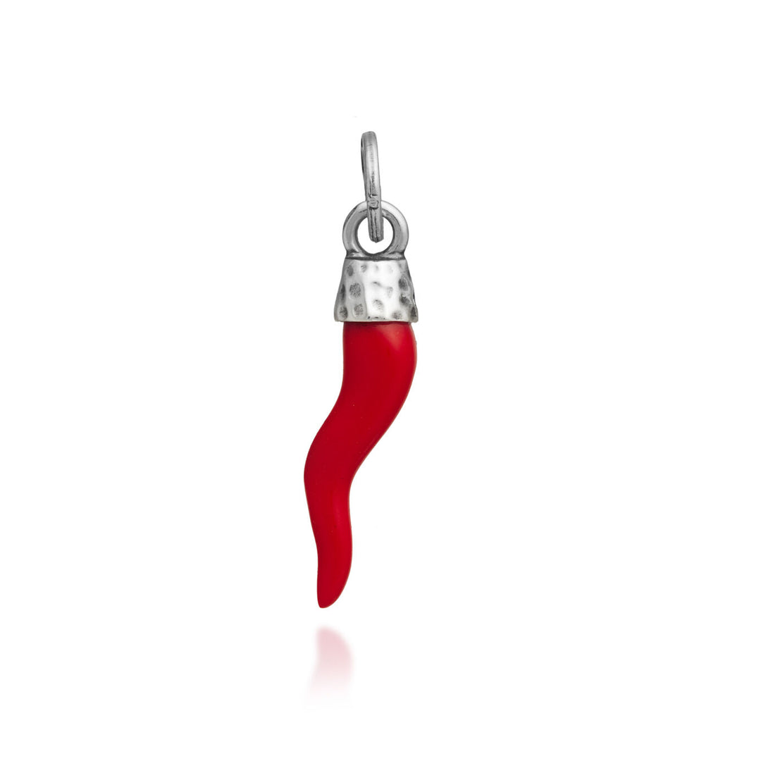 Giovanni raspini charme pendant corne rouge pilée argent 925 résine 12039