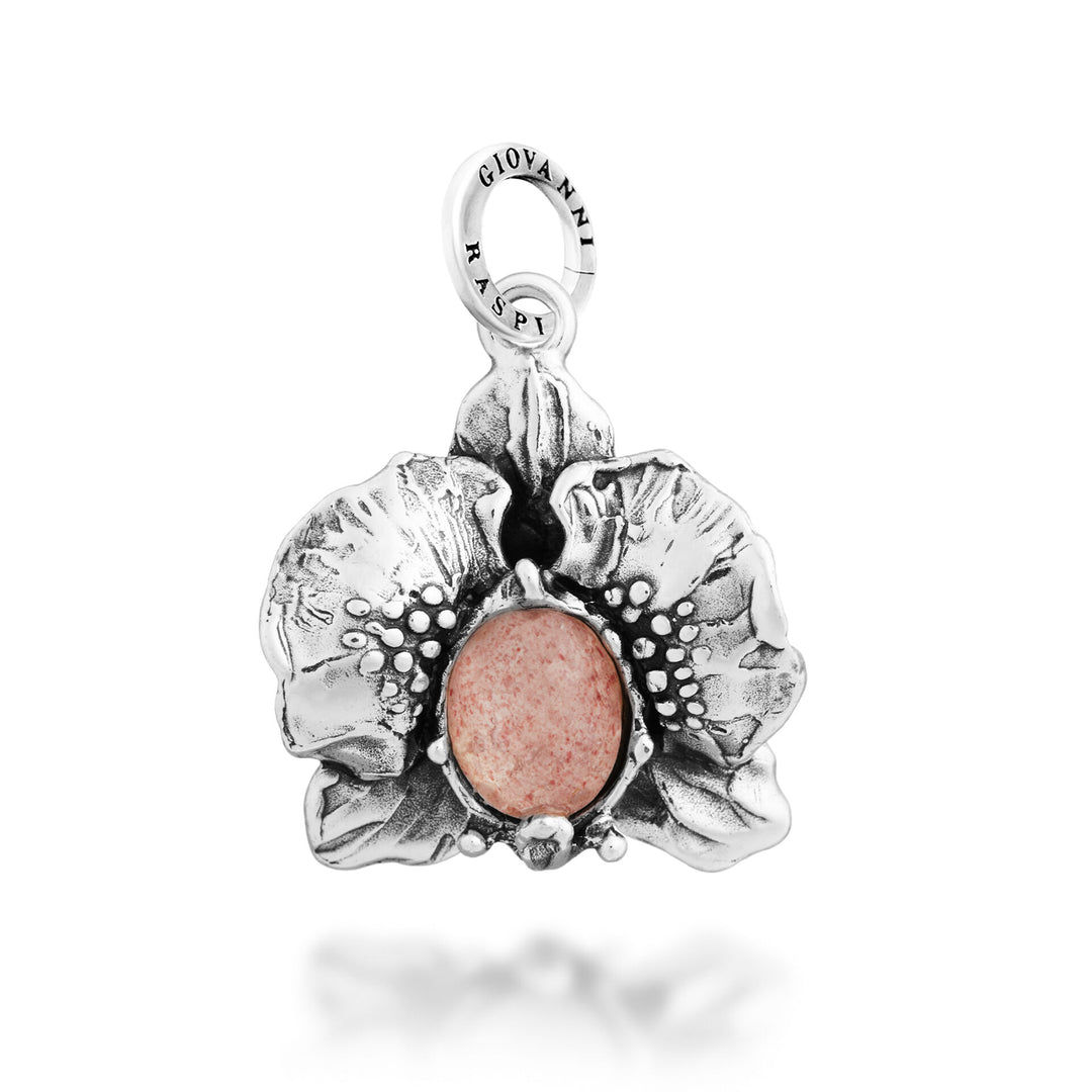Giovanni Raspini Orchid Cabochon Charm - Charm en argent, nacre et quartz - 12710
