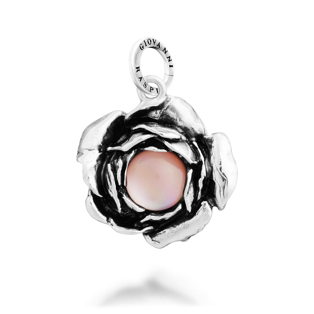 Giovanni Raspini Rose Cabochon Charm - Charm en argent, nacre et quartz - 12711