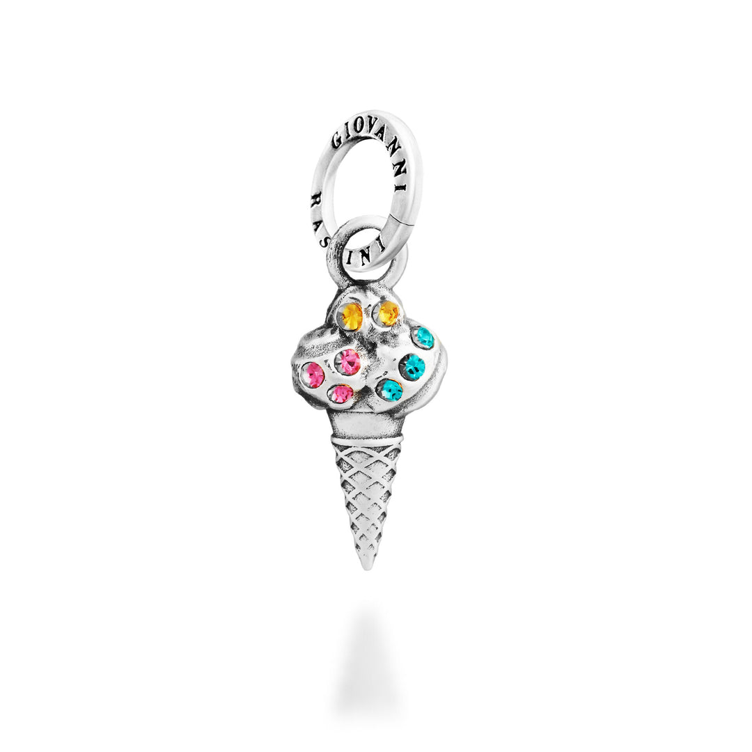 Giovanni Raspini Crystal Ice Cream Cone Charm - Charm en argent et zircon - 12747