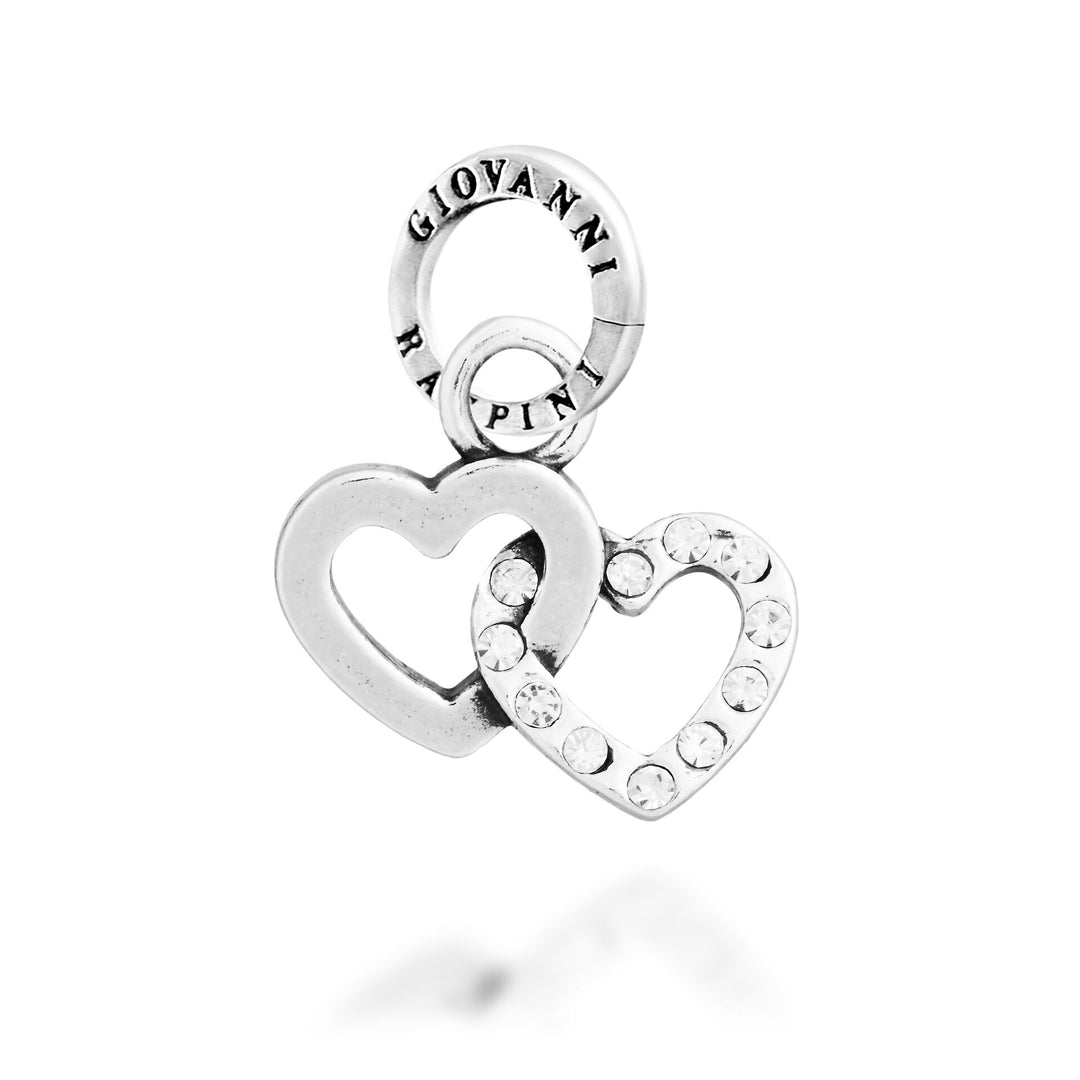 Giovanni Raspini Charm Doppio Cuore Crystal - Charm in Argento e zirconi - 12750