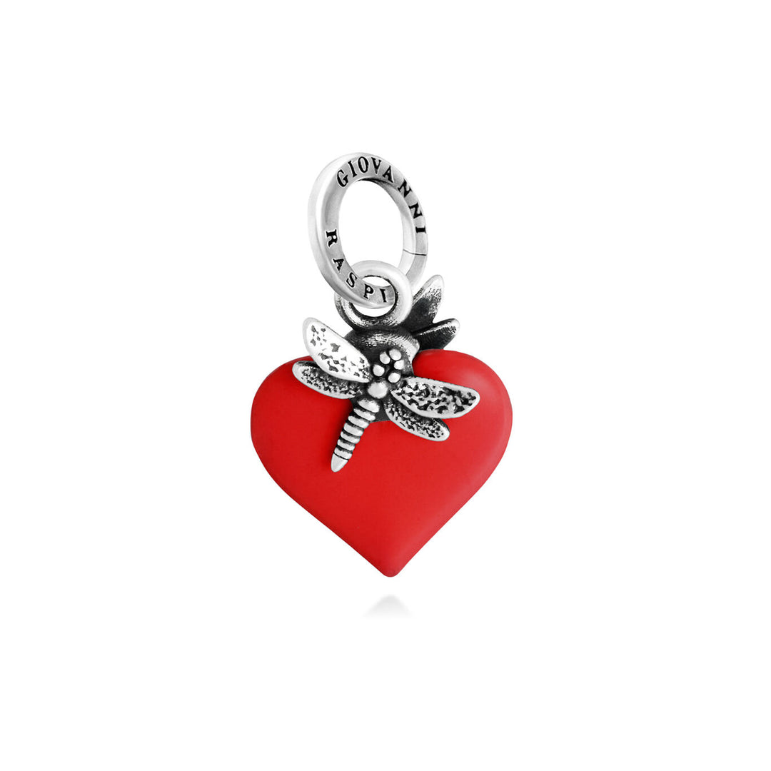 Giovanni Raspini Red Dragonfly Heart Charm 12460