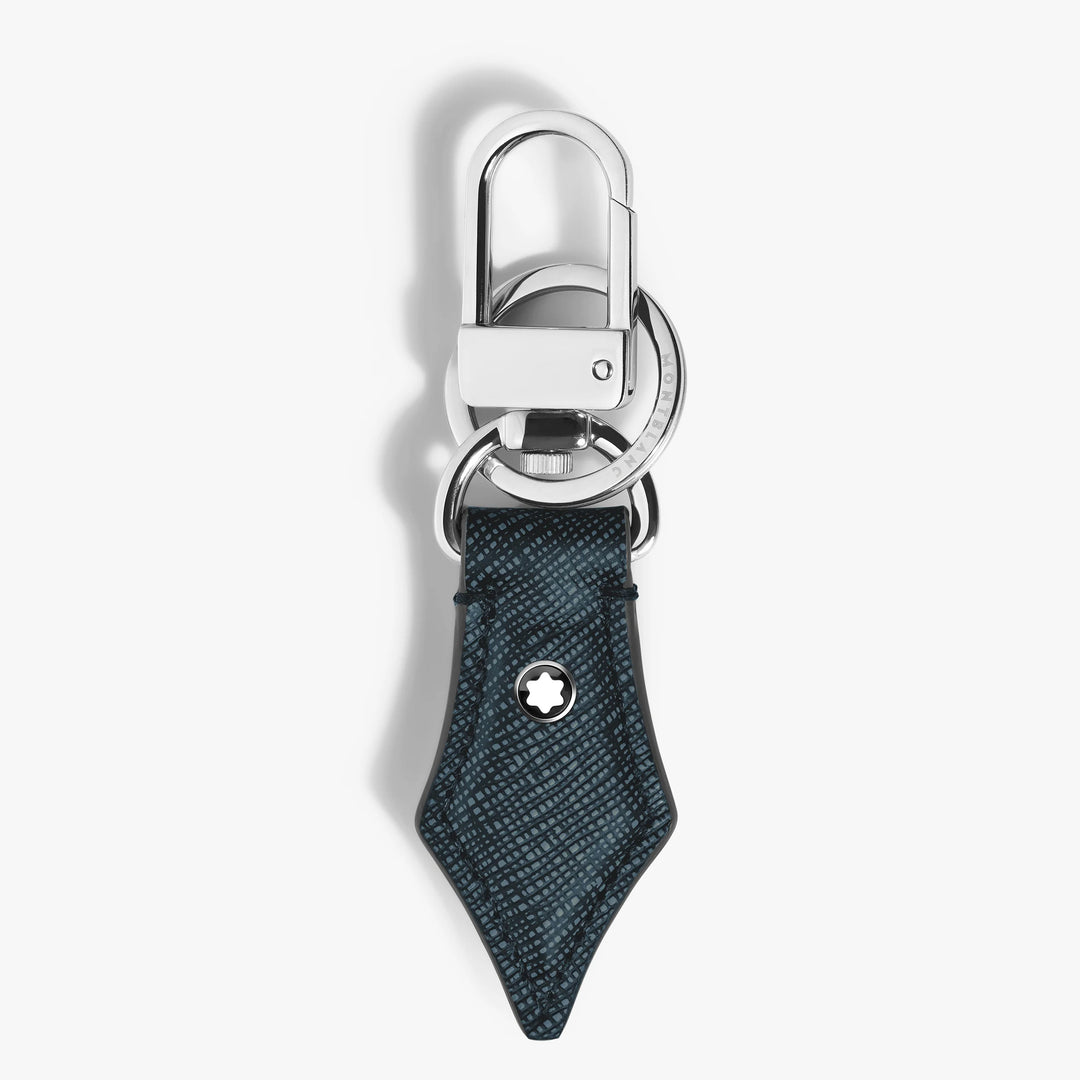 Porte-clés plume en tweed bleu Montblanc 220358