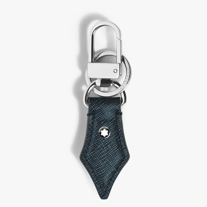 Porte-clés plume en tweed bleu Montblanc 220358