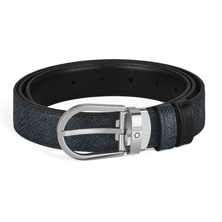 Montblanc Wendegürtel Tweed blau / schwarz 220965