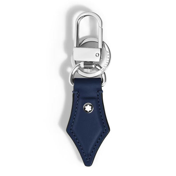 Porte-clés en forme de plume Montblanc en cuir Sartorial bleu encre 221294