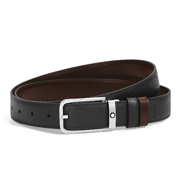 Montblanc Wendegürtel, 30 mm, Schwarz/Ebenholz, rechteckige Schnalle aus Sartorial-Leder 223413