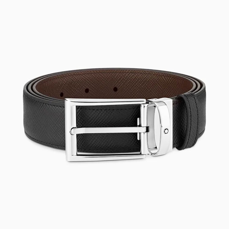 Ceinture réversible Montblanc en cuir noir / marron 35 mm 118436