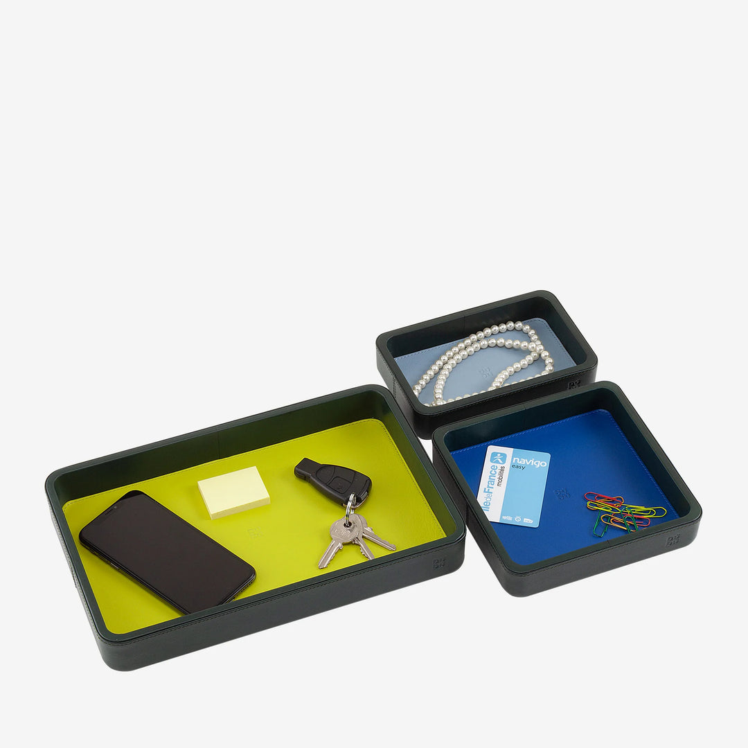 DUDU Lot de 3 plateaux de poche en cuir, plateau de rangement de table, bureau à domicile, porte-clés, pièces de monnaie, téléphone