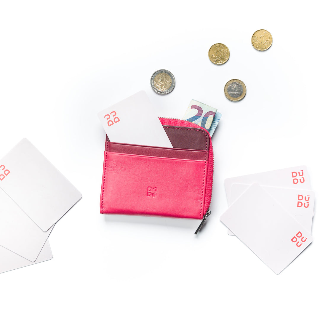 Portefeuille en cuir de Dudu avec Kear, petit portefeuille compact pour femmes, zip externe, pièces de monnaie et cartes