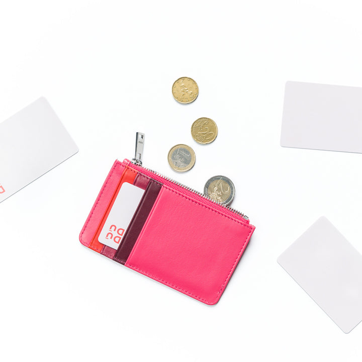 Dudu Credit Card Menu Holder femme en cuir, petit portefeuille mince, support de titulaire de Tessere, avec fermeture à glissière