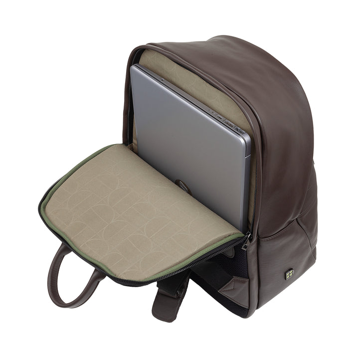 DUDU Zaino in Pelle Uomo Donna Porta PC fino a 15,6” MacBook 16 Pollici, Zaino da Viaggio 20 Litri, Zaino Ufficio Lavoro dal Design Essenziale Elegante