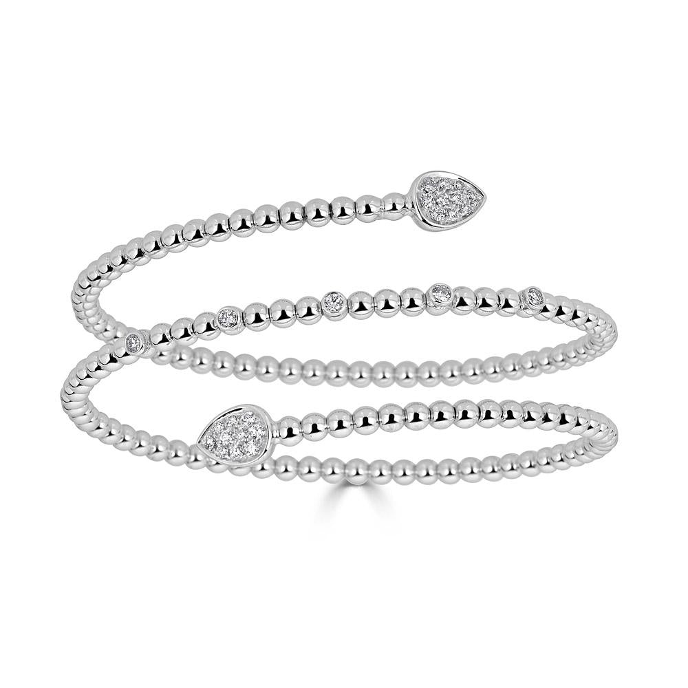 Zydo triple spiral bracelet with diamonds set in white gold 55131