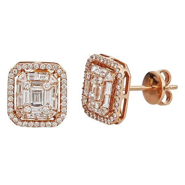 Zydo earrings with octagonal illusion and rose gold halo 61593