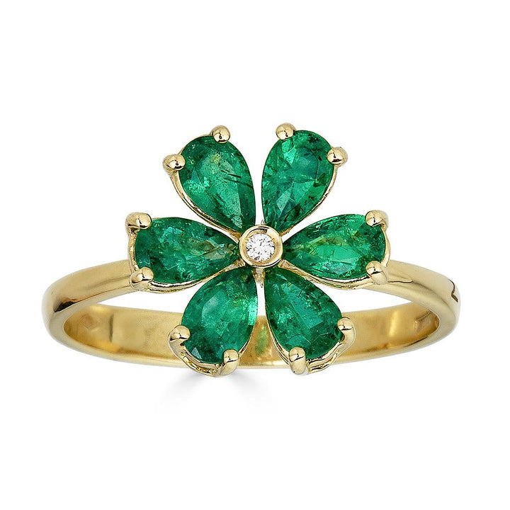 Bague Zydo avec fleur de diamant et pierres précieuses de couleur or jaune 62220