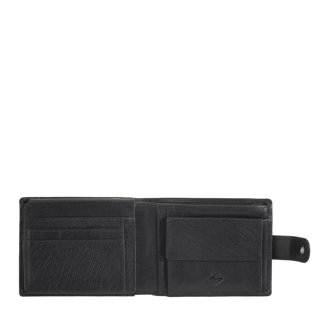 Portefeuille pour Homme Nuvola Pelle en Cuir de Buffle avec Fermeture à Bouton - Portefeuilles avec Porte-Monnaie, Porte-Cartes, Documents, Billets, Porte-Photos et Fermeture Éclair Interne