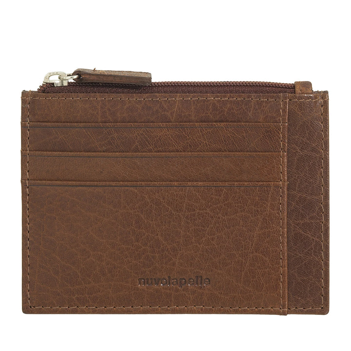 Nuvola Pelle Slim Pocket Porte-cartes de crédit en cuir pour homme avec porte-monnaie zippé