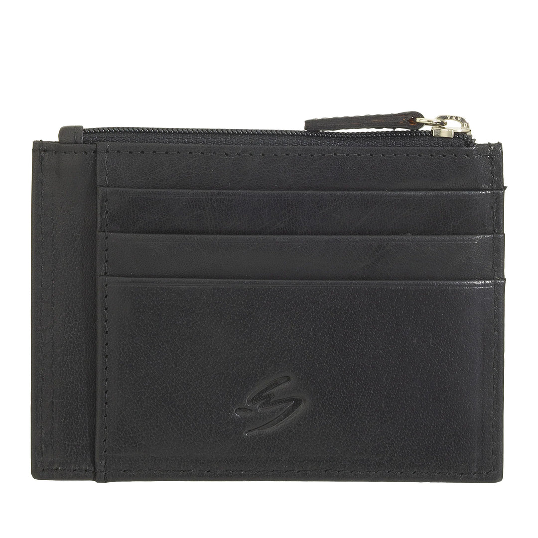 Nuvola Pelle Slim Pocket Porte-cartes de crédit en cuir pour homme avec porte-monnaie zippé