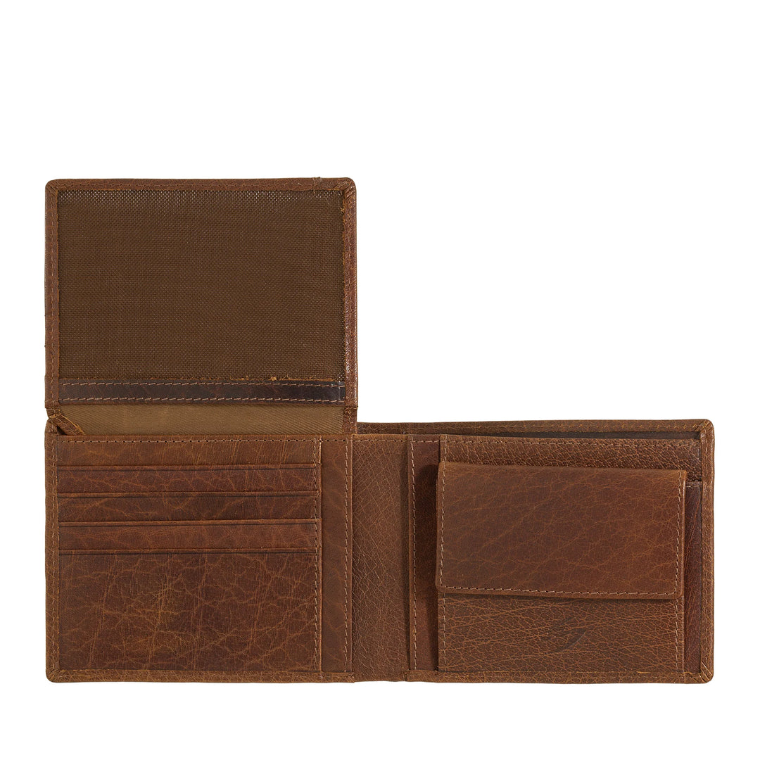 Portefeuille Nuvola Pelle pour homme en cuir de buffle avec porte-monnaie, porte-cartes et rabat intérieur
