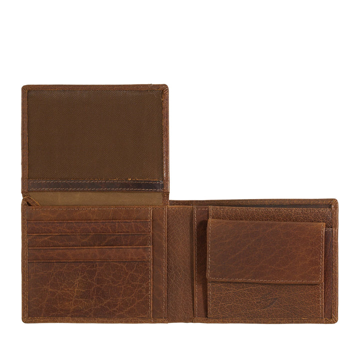 Portefeuille Nuvola Pelle pour homme en cuir de buffle avec porte-monnaie, porte-cartes et rabat intérieur
